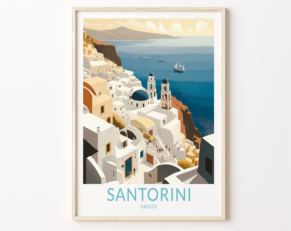 Santorini Greece Travel Print Santorini Travel Art Wall Decor Home Decor Wall