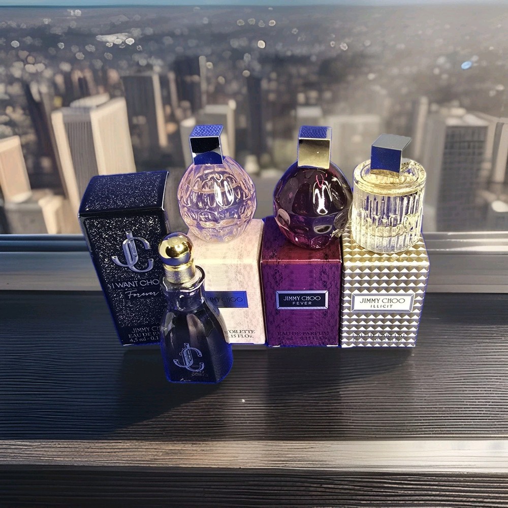 Jimmy Choo 4 Piece Mini Perfume Gift Set I Want Choo Forever Fever Illicit NIB