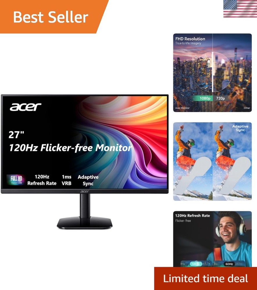 Stunning 27-Inch FHD Monitor - 120Hz Refresh Rate & Adaptive-Sync Technology