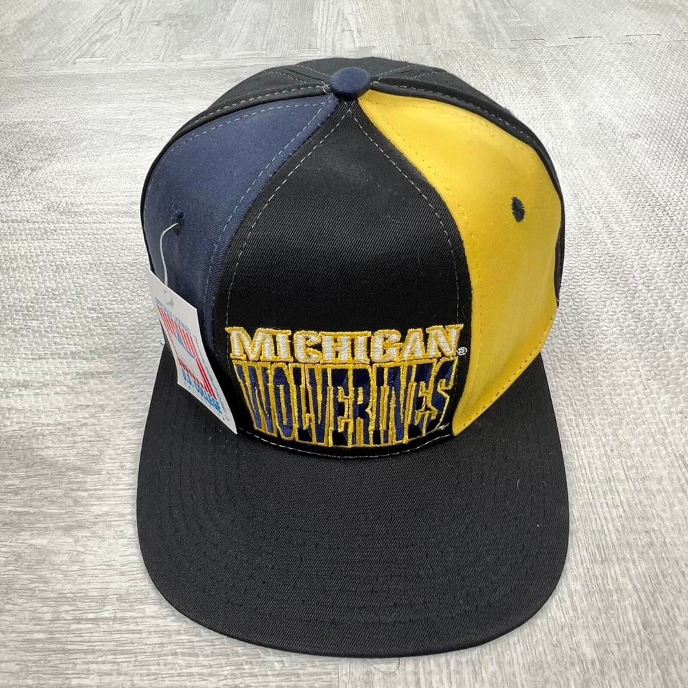Vintage 90s Michigan Wolverines Dead Stock Snapback Hat Multi Color NCAA College