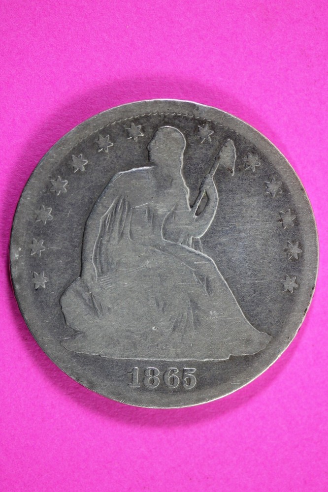 1865 S Seated Liberty Half Dollar Silver Exact Coin In Pic Semi Key Date 22