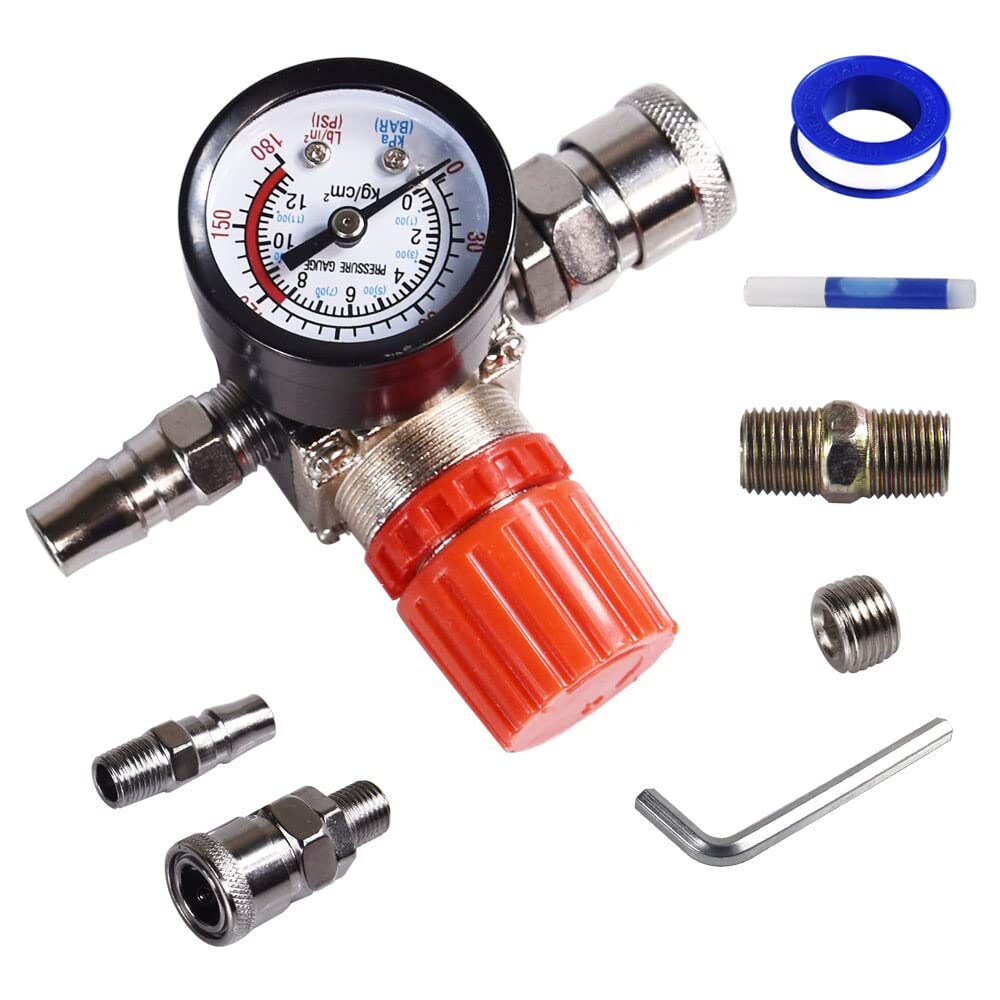 FBANG Air Compressor Pressure Regulator with Dial Indicator 0-175 PSI Air Gau...