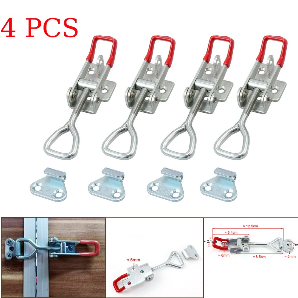 4X Metal Lever Handle Adjustable Toggle Catche Latch Lock Clamp Hasp For Cabinet