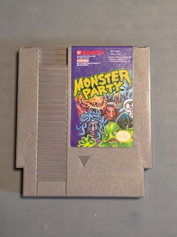 Retro Original Nintendo NES Monster Party Authentic Game - Tested and Working