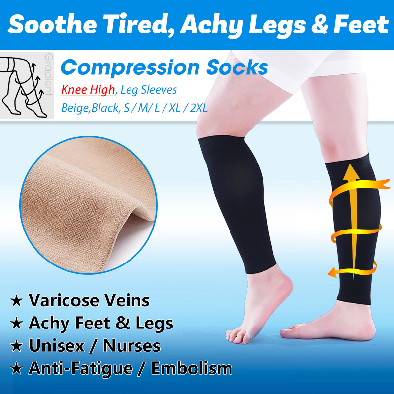 Compression Socks for Nurses & Athletes – Calf Sleeve Stockings for Edema & Varicose Veins Relief