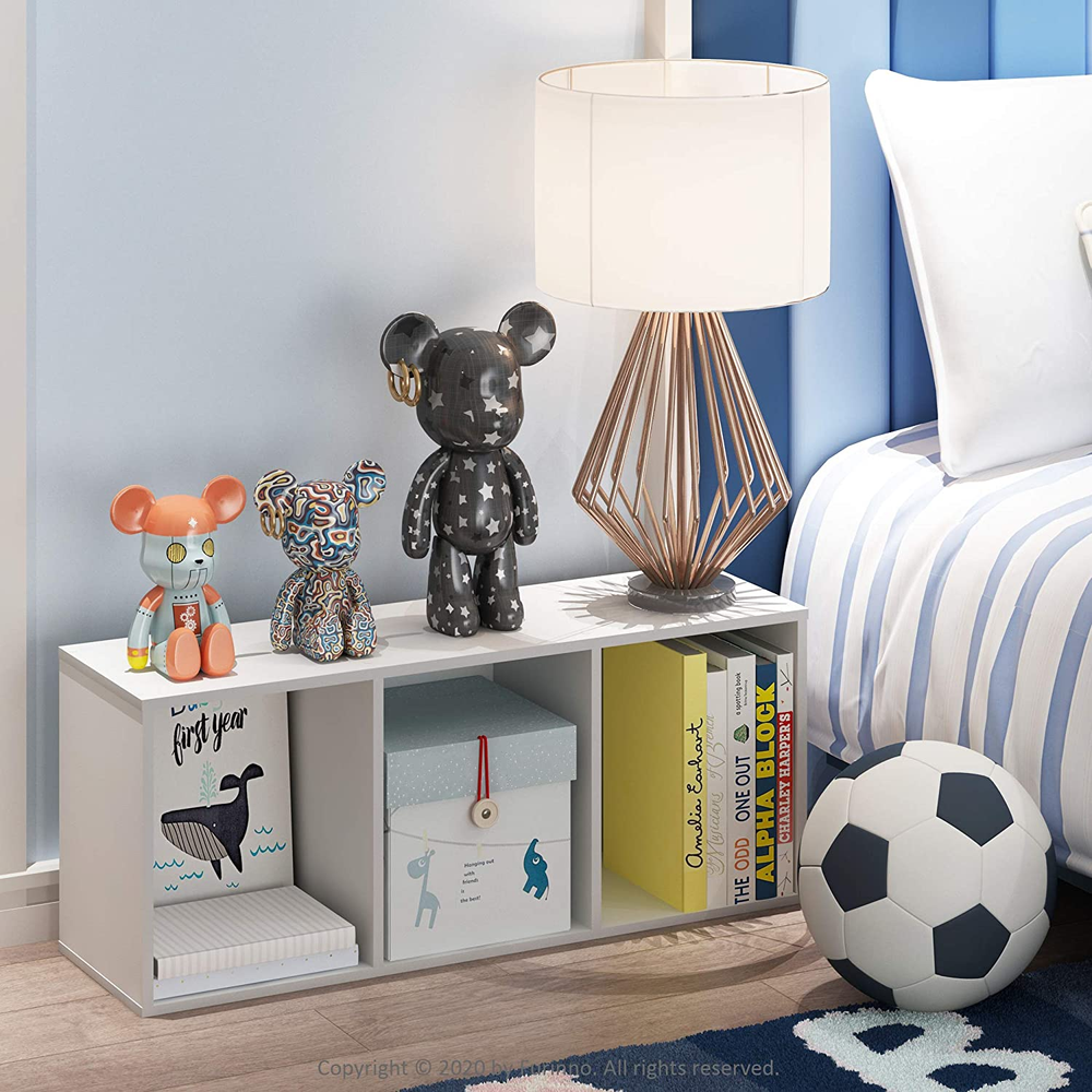 White 3-Tier Luder Bookcase for Books and Storage