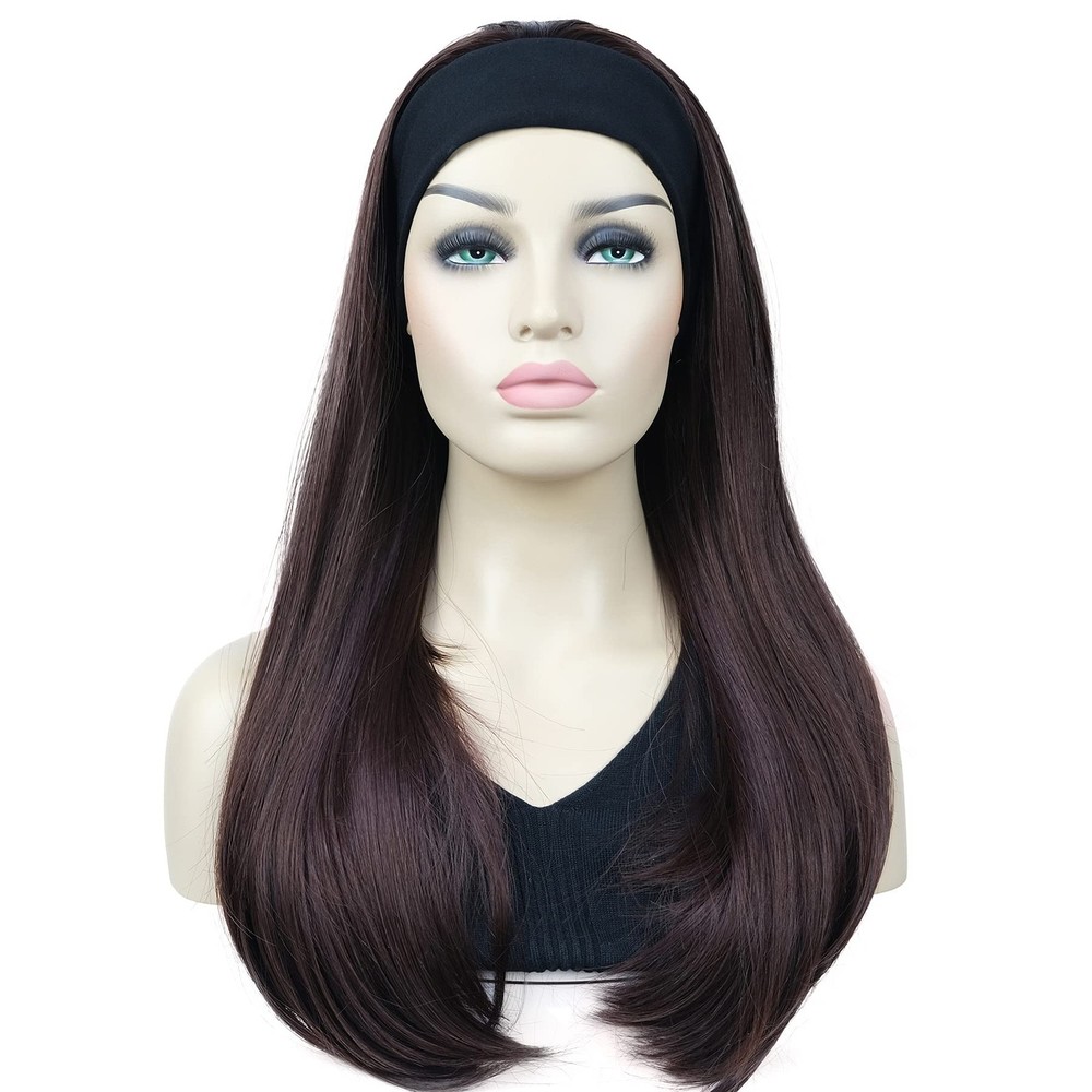Lydell Long 3/4 Women's Wig with Adjustable Black Headband Straight Hairpiece