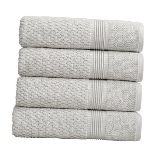 100% Cotton Waffle Textured Bath Towels Set Bath Towel (4-Pack) Glacier Grey