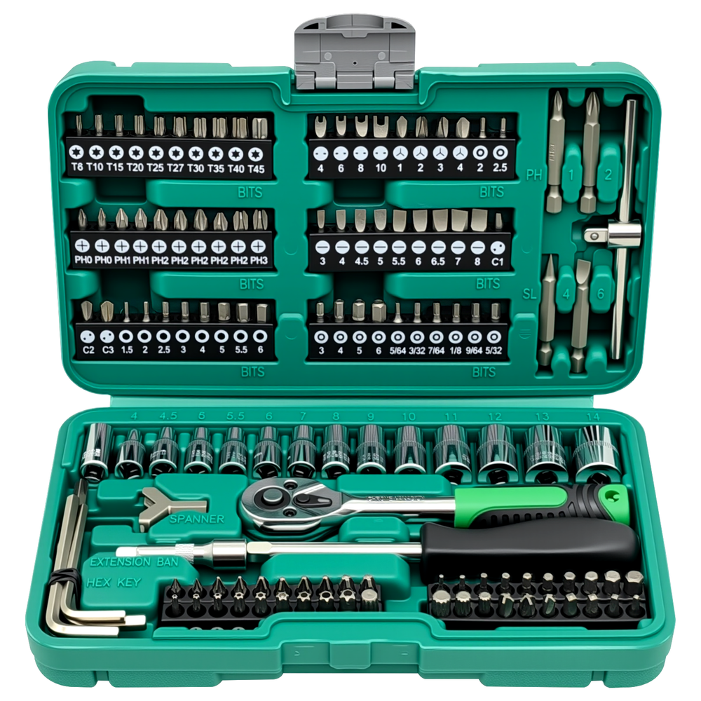 130PCS Ratchet Wrench Socket Set, With 13PC 4-14MM Hexagon Sockets,Allen Wrench