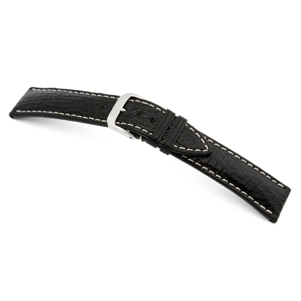 Genuine Shark Wave Water Resistant Black Watch Band