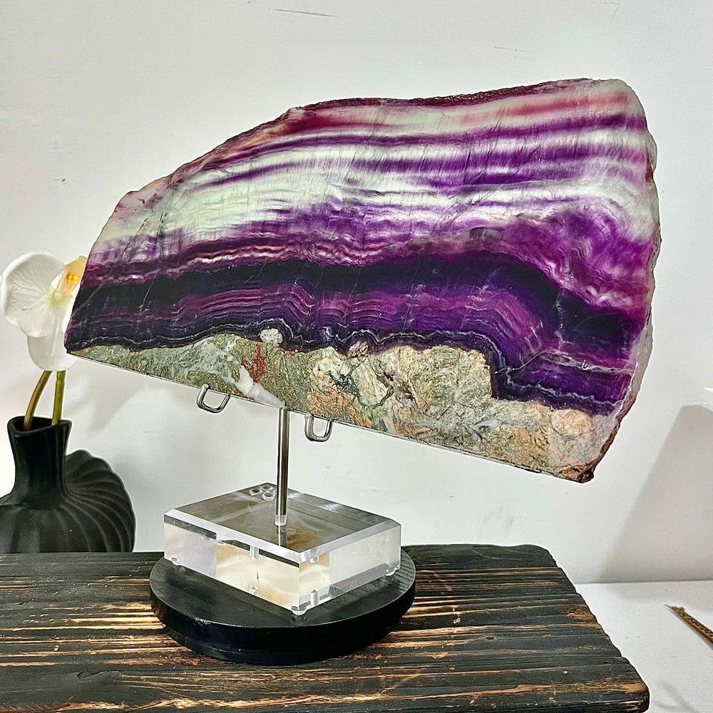 6.73LB Natural and beautiful colored fluorite slice quartz crystal mineral sampl