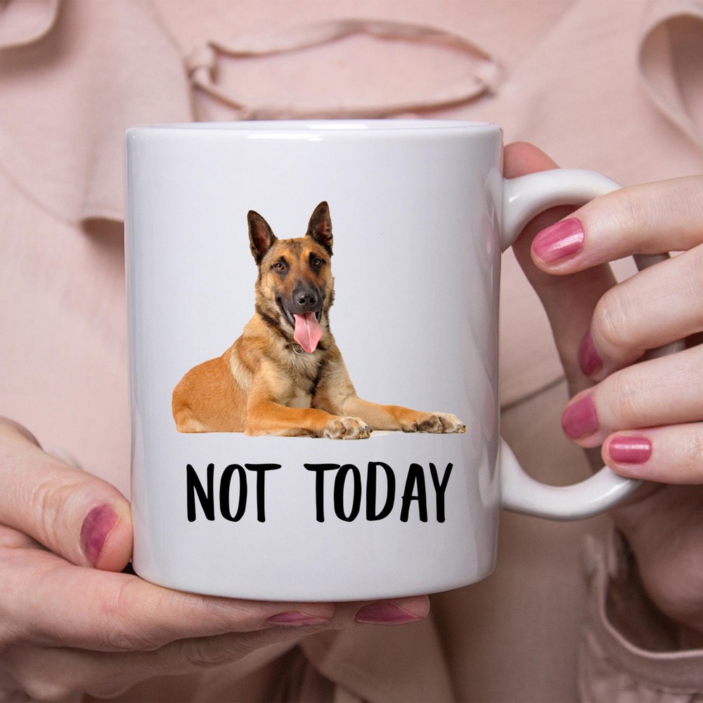 Fun Belgian Malinois Dog Mug - Not Today Lazy Gift for Women - Orange & Brown Design  
