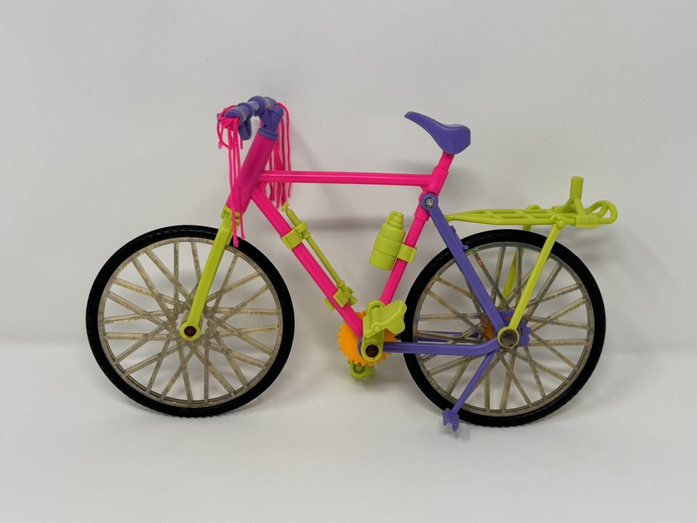 Vintage 1990s Barbie Pink Toy Bicycle with Tassels & Water Bottle