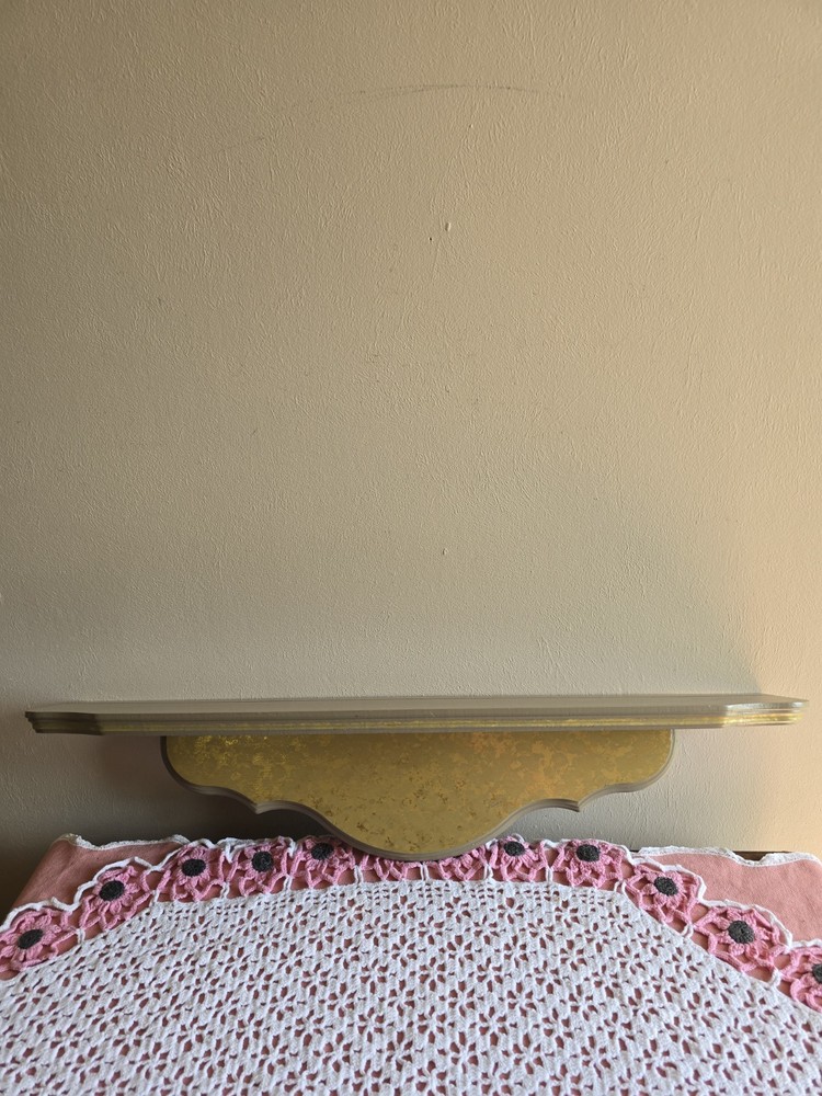 VTG Home Interior Gold/Mauve  Plate Groove  Wall Hanging Shelf Shabby Chic Decor