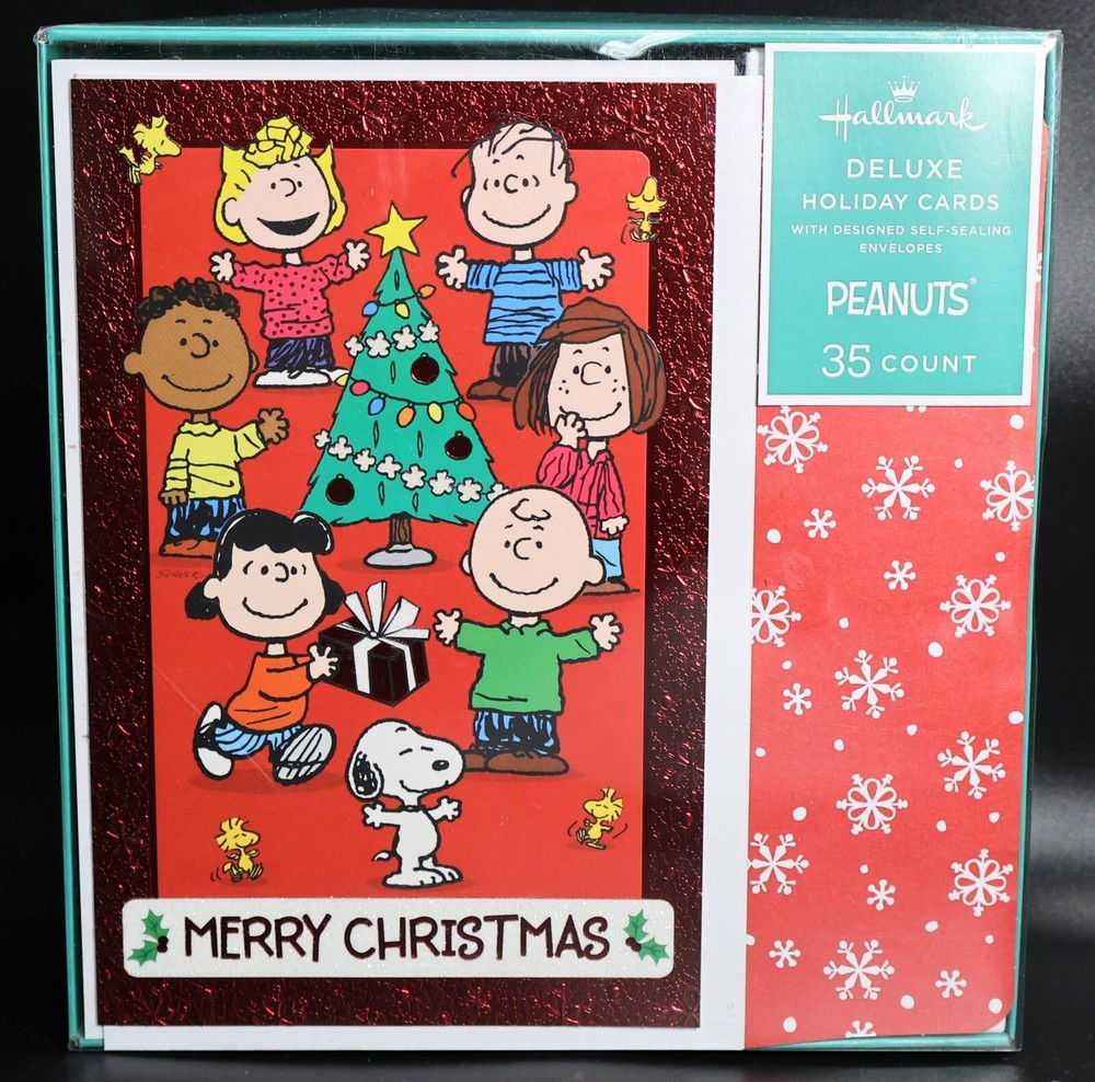 Hallmark Peanuts Merry Christmas Holiday Cards Red 35 Count  