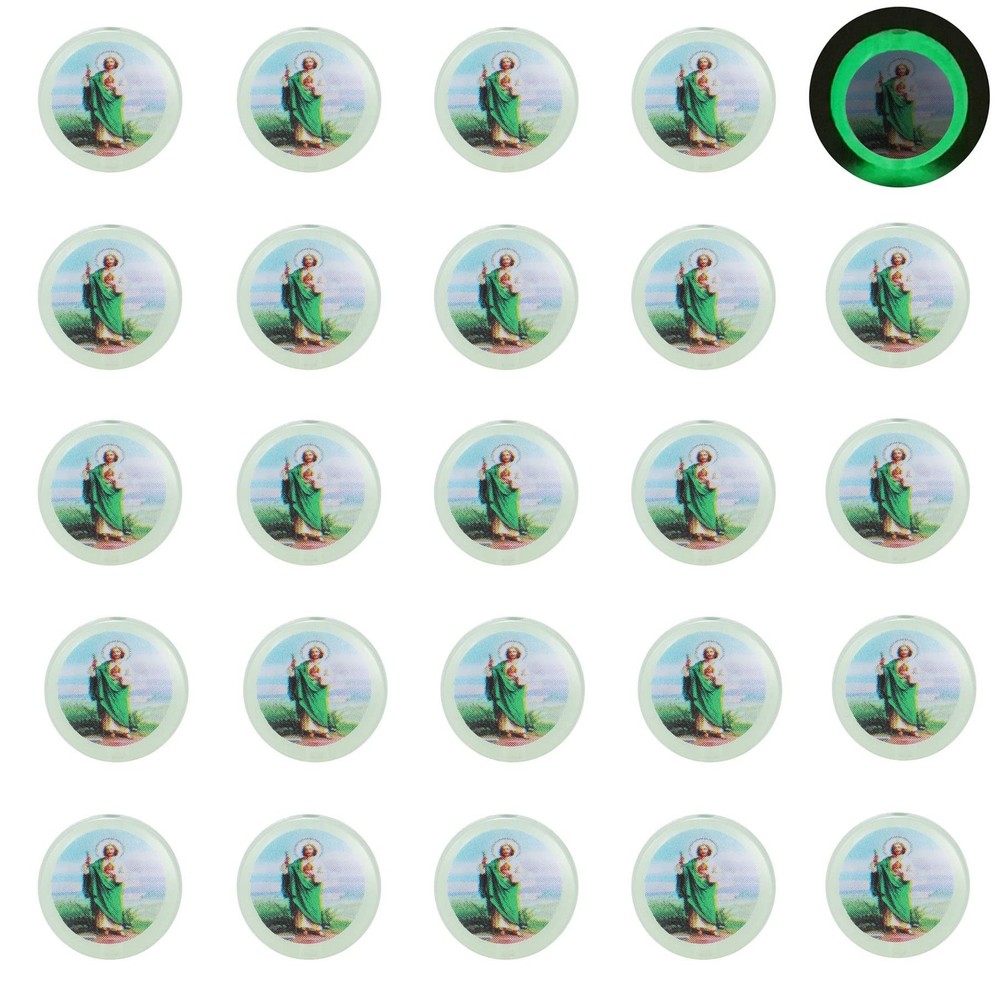 50pcs Luminous Bead Glow in The Dark Resin Calvas St Jude Medal Beads Catholi...