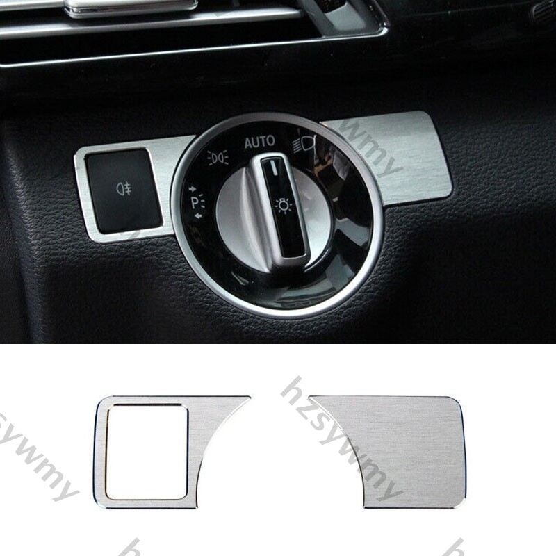 Silver Alloy Headlight Button Control Cover Trim For Benz GLE GLS 2016-2019 2PCS