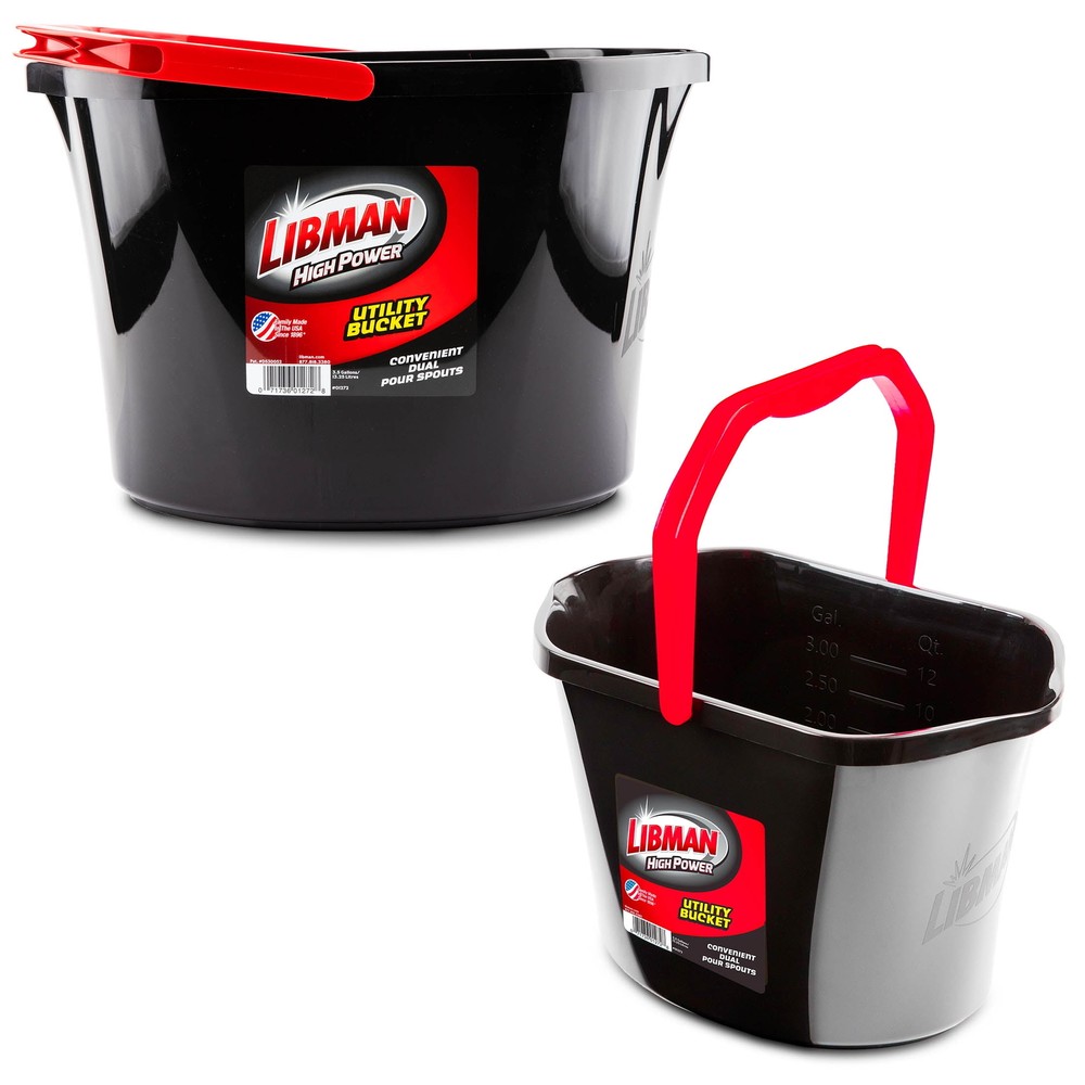 Libman 3.5 Gallon Oval Black Polypropylene  Utility Bucket Height 15.8