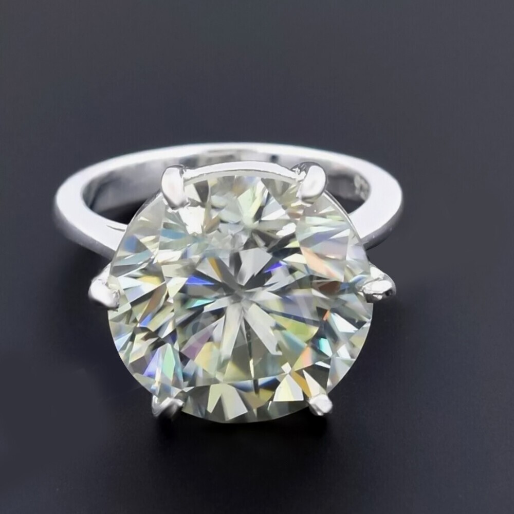 8.30 Ct Certified Off White Diamond Solitaire Ring, Great Shine-Treated