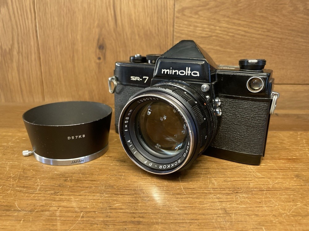 *Rare Black : Near Mint* Minolta SR-7 Film Camera Auto Rokkor 58mm F/1.4 From JP
