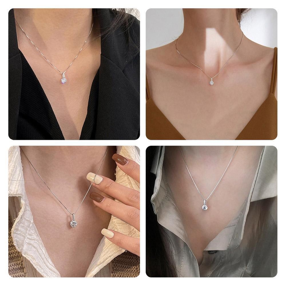 Water Drop Necklace Women's Simple Advanced Clavicle Gift Accessories Chain F7J3
