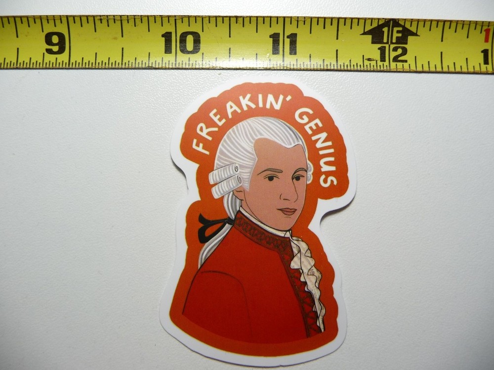 Mozart Genius Funny Parody Decal Sticker Famous Composer Art