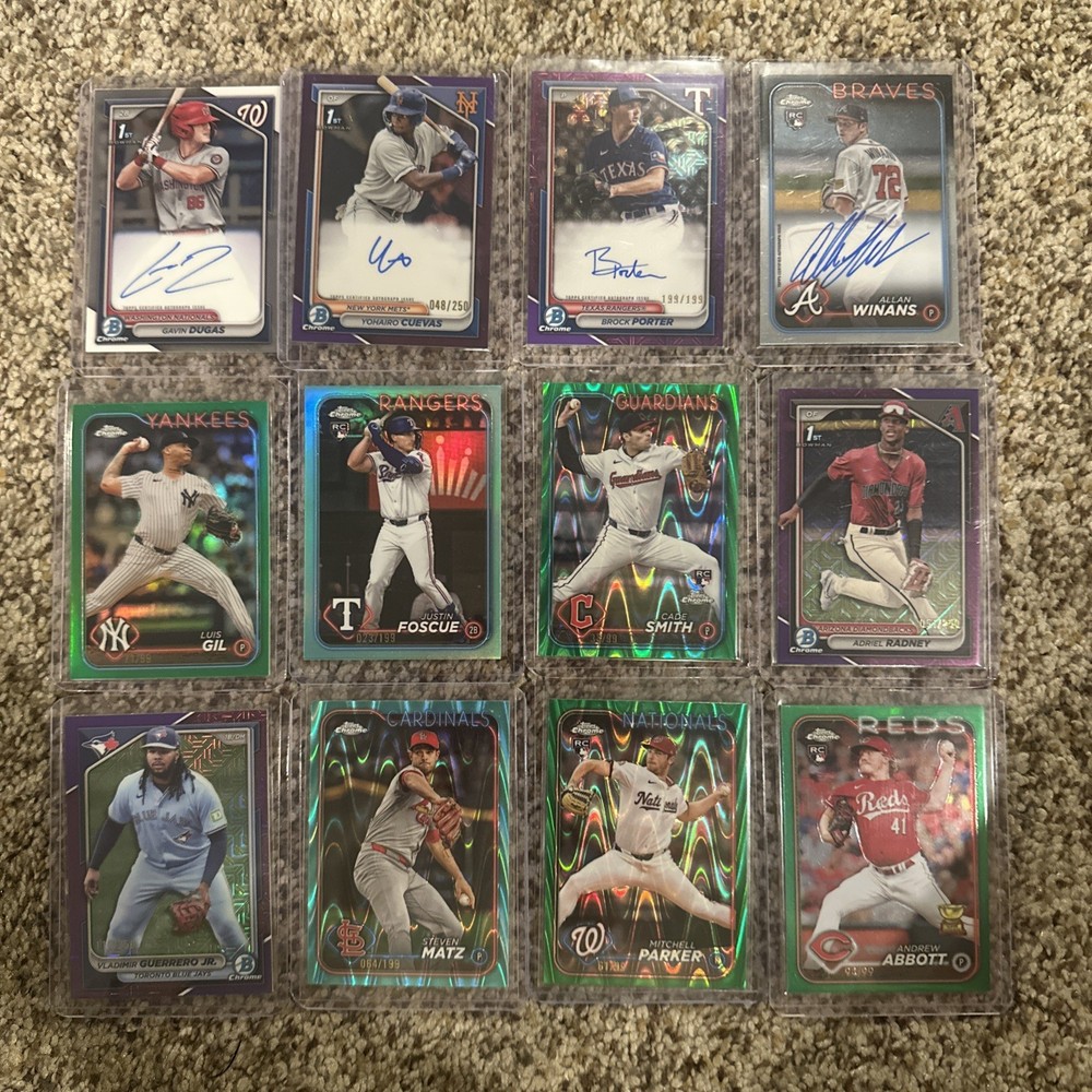 2024 Topps Chrome / Bowman Chrome AUTO And Numbered Card Lot Of 12. CHEAP