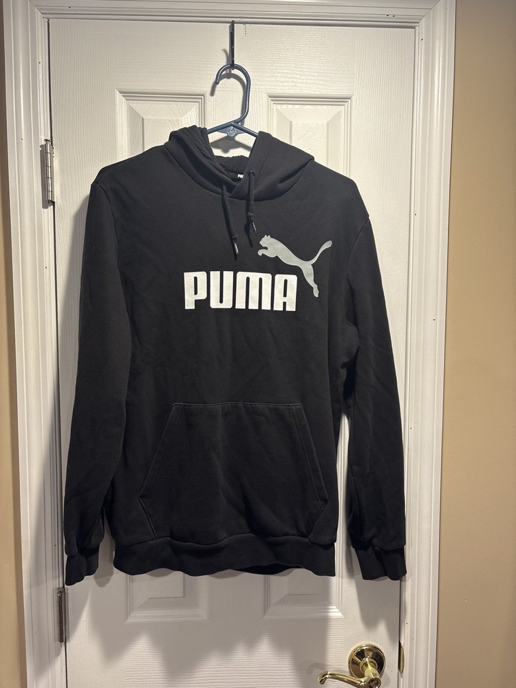 PUMA Black Hoodie Pullover Sweatshirt Men's Size L Logo Graphic Style 846812-01