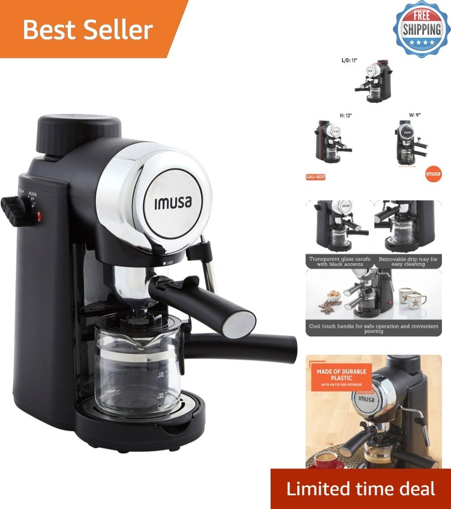 Compact 4-Cup Espresso Machine with Glass Carafe - Effortless Coffee Enjoyment