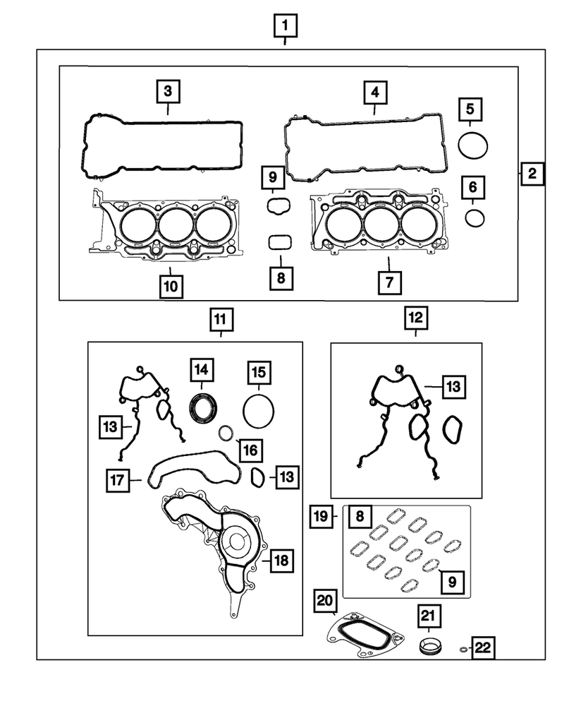 Genuine Mopar Long Block Engine Gasket Kit 68294134AC
