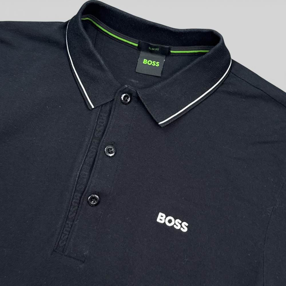 Hugo Boss Polo Shirt Mens Size Small Black Short Sleeve Casual Logo