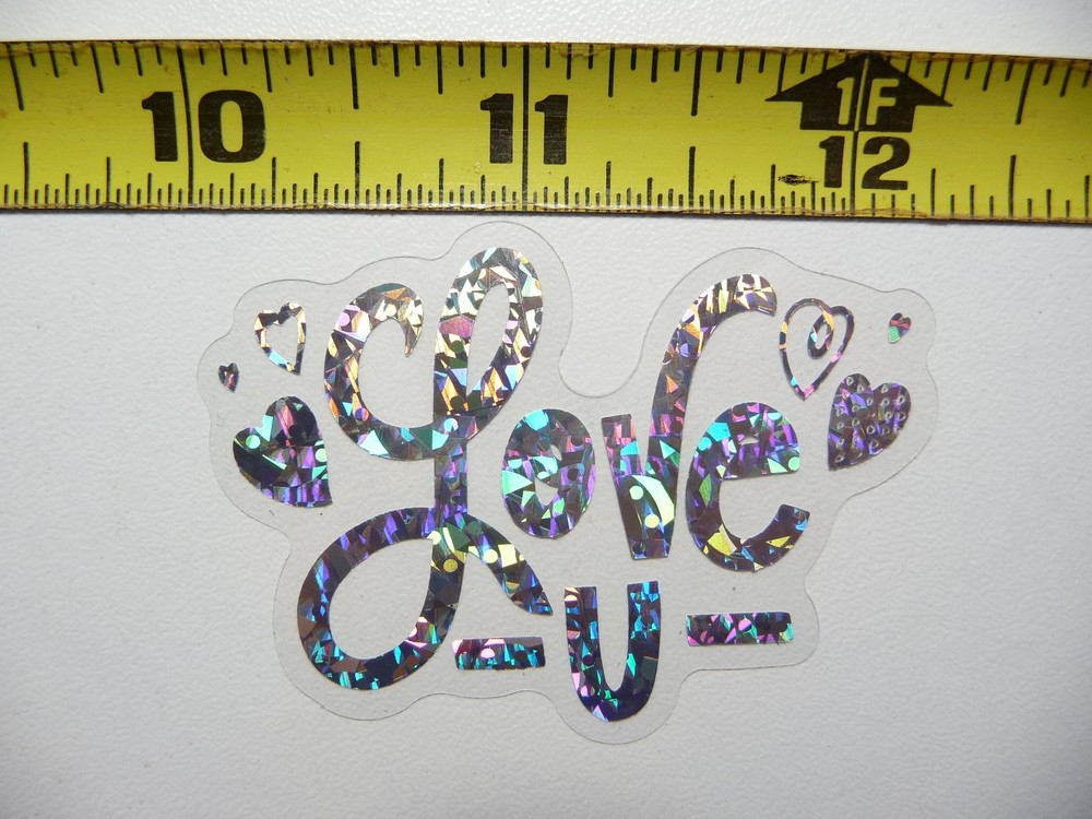 Holographic Love U Hearts Motivational Sticker Decal