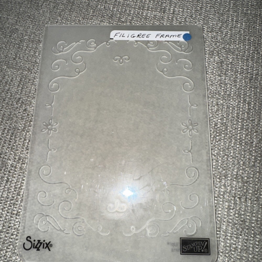 Stampin Up Sizzix Big Shot FILIGREE FRAME Textured Impressions Embossing Folder