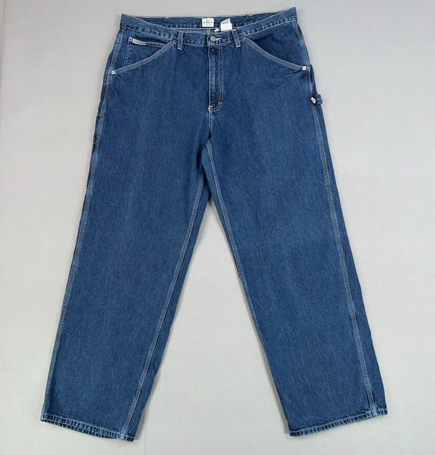 Vintage Calvin Klein Jeans Mens 38 Blue Denim Double Stonewash Carpenter Pants