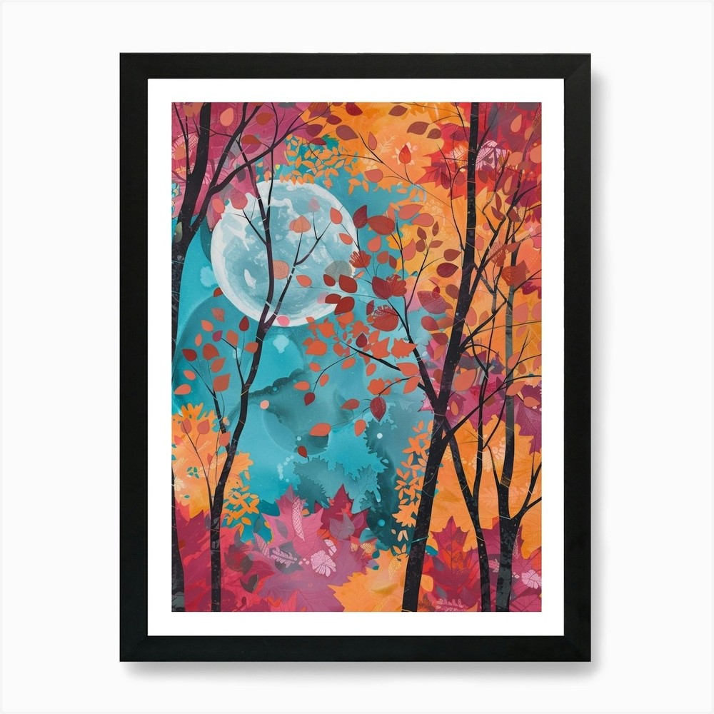 Moonlight In The Trees Art Print Framed Wall Art Poster Canvas Print Picture