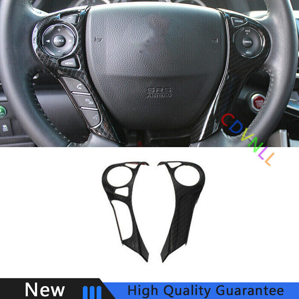 For Honda Accord 9th 2014-2017 Carbon Fiber Car Steering Wheel Decor Cover Trim