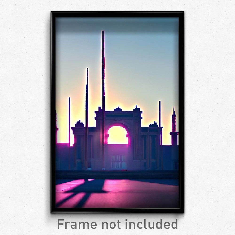 Pixel Art Poster - Sharp High School (8 Bit Psychedelic Trippy Video Game Print)