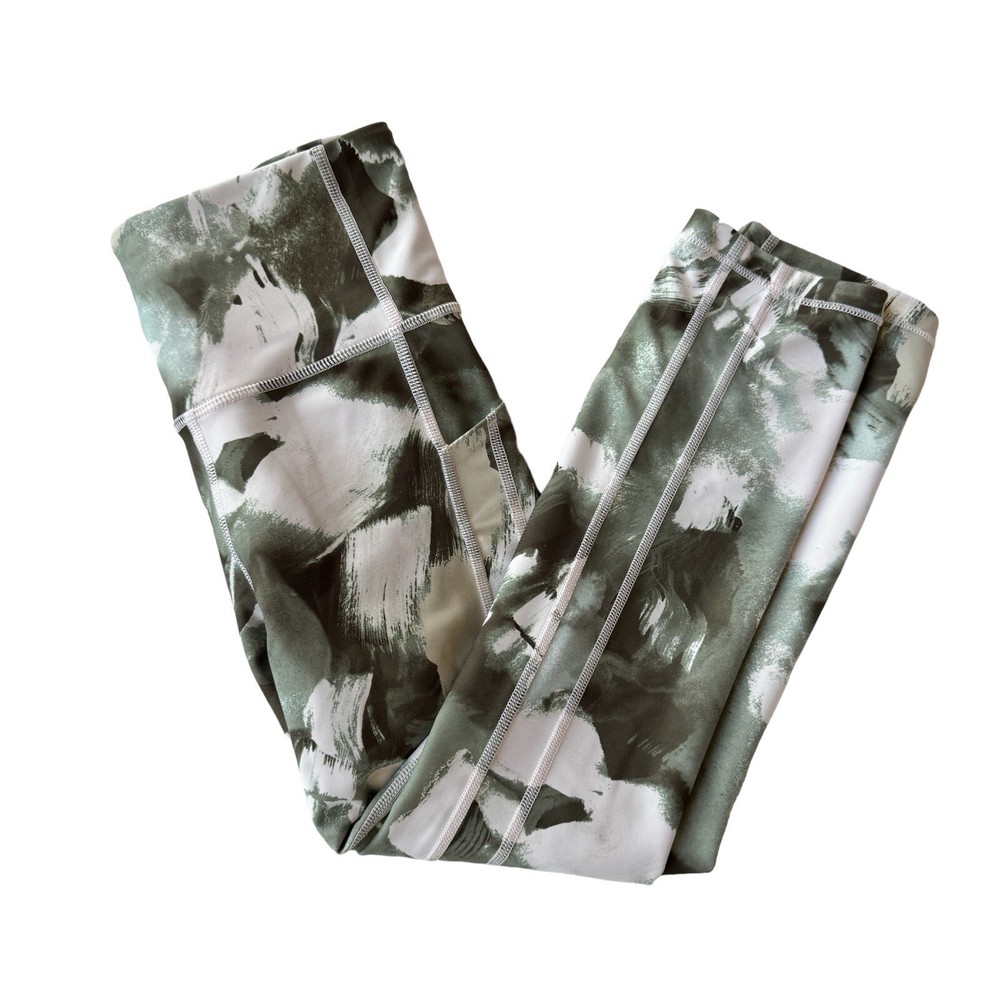 Athleta Ultimate Stash II Capri Green Pink Print Womens Size S Leggings