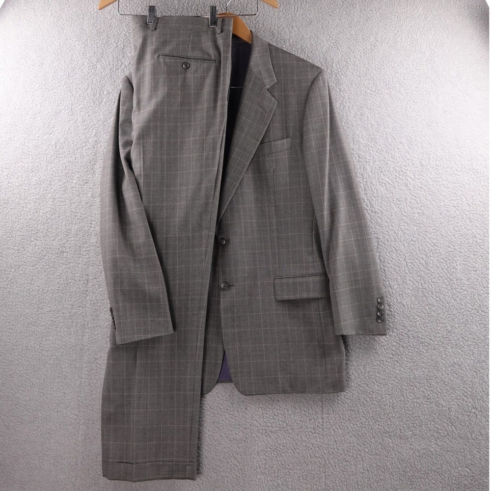 Loro Piana Tasmanian Super 120s Wool Hickey Freeman Mens 42L Plaid 2pc Suit