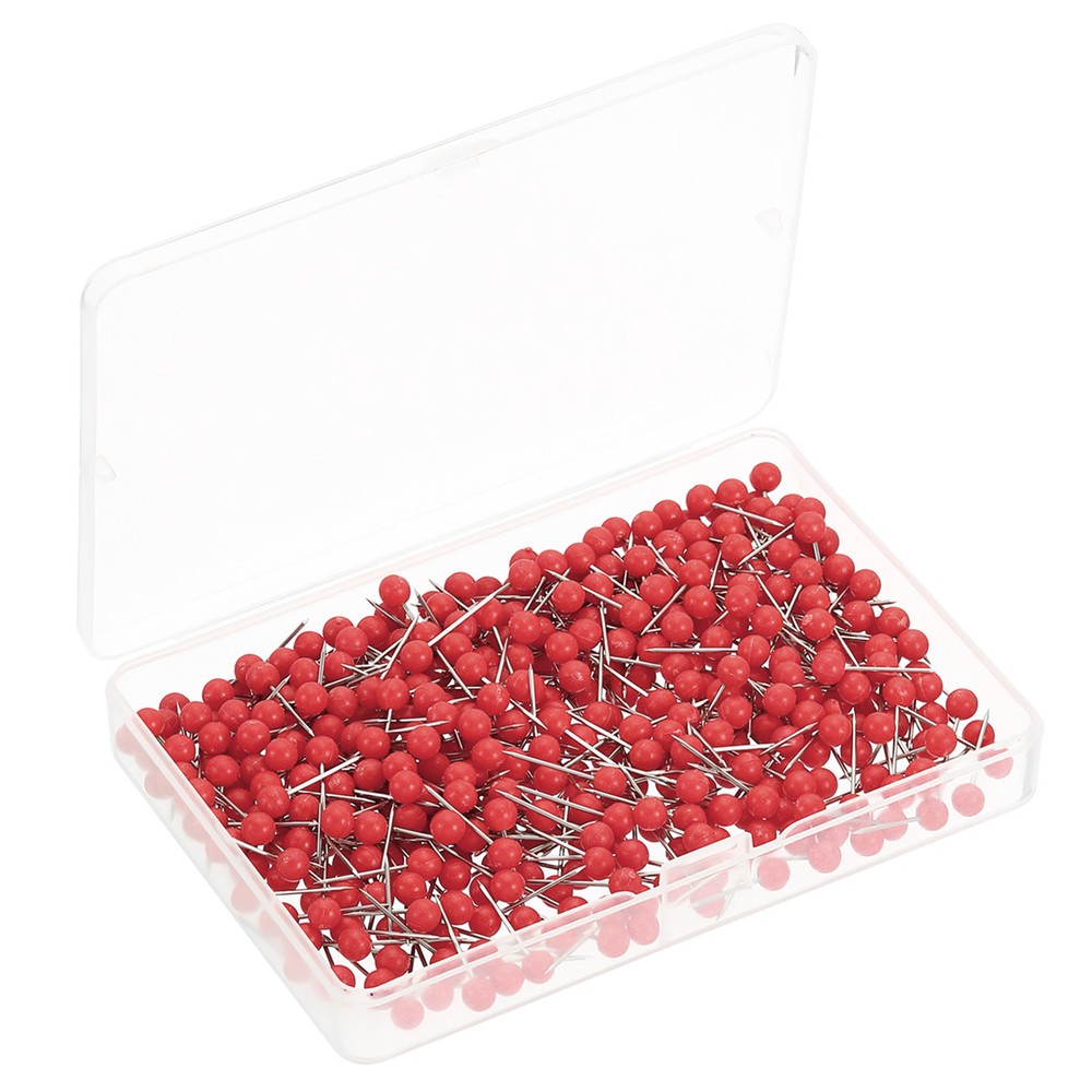 500-Pack Red Round Head Push Pins for Marking and Decor
