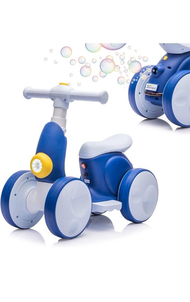 6V Electric Toddler Balance Bike with Bubble Machine and 4-in-1 Features