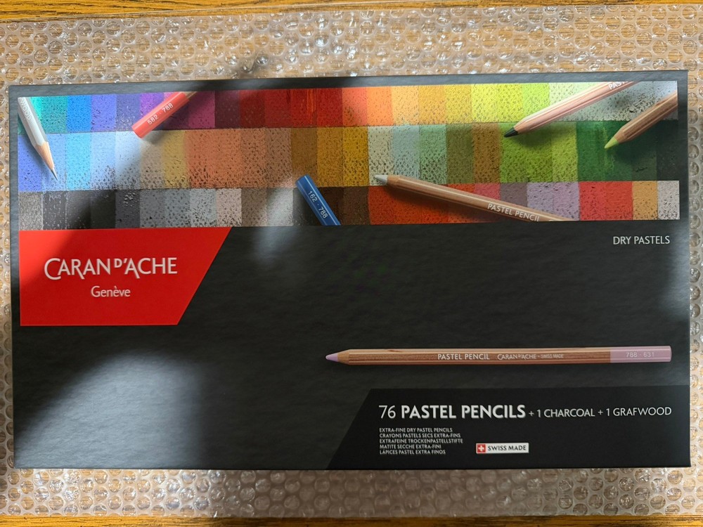Caran D'Ache 76 Pastel Pencils +1 Charcoal +1 Grafwood Swiss Made *BRAND NEW*