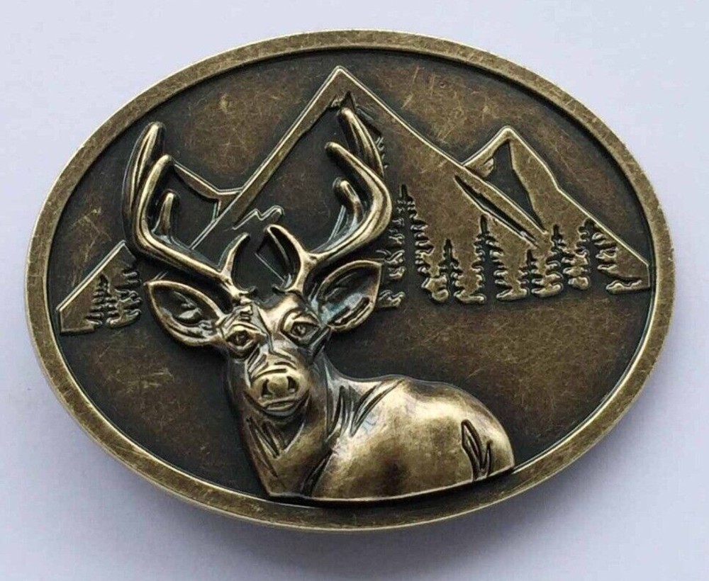 Elk Forest Western Belt Buckle Vintage Style for Men Women Wildlife Cowboy Rodeo