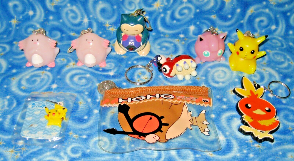 Pokemon Lot 9  Keychain Coin Purse Chansey Snorlax Ledyba Master Ball Pokémon