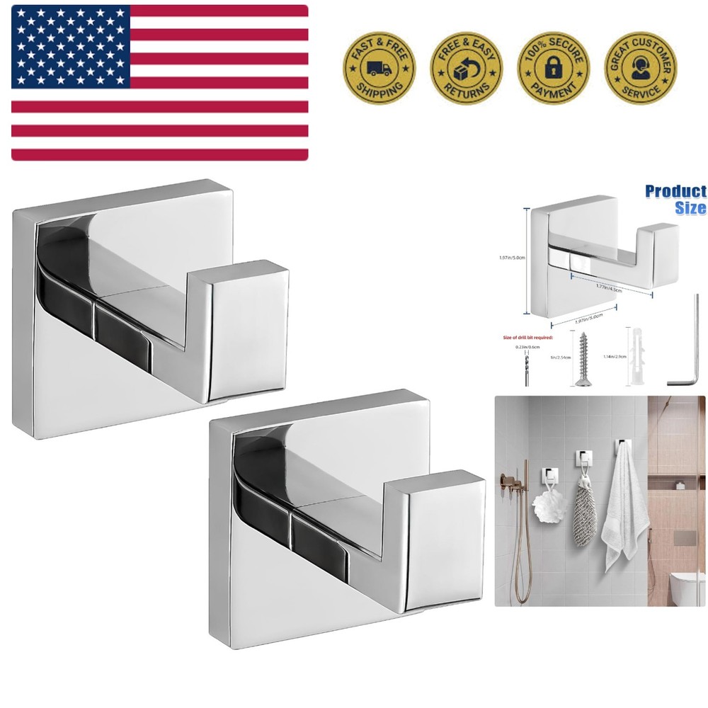 Towel Hooks for Bathrooms, Heavy Duty Wall Mounted Stainless Steel Modern Hoo...