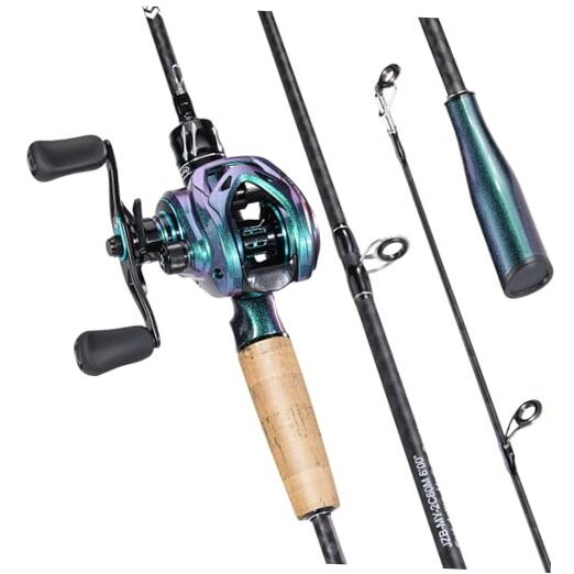 Souagyilang Baitcasting Fishing Rod Reel Combo,2 Pieces Medium Heavy