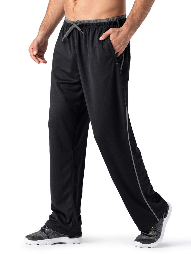 Men's Athletic Fit Jogger Pants with Zipper Pockets Open Bottom