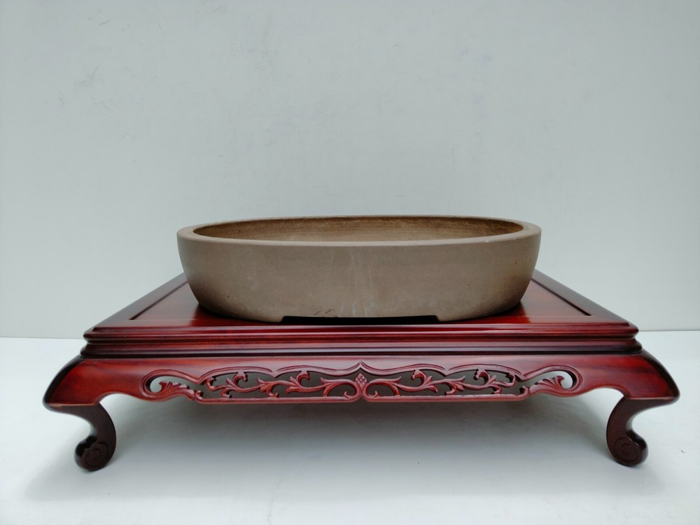SEIBUN Unglazed Bonsai Pot 15.35 Inch Oval Kiln Fired Planter #2
