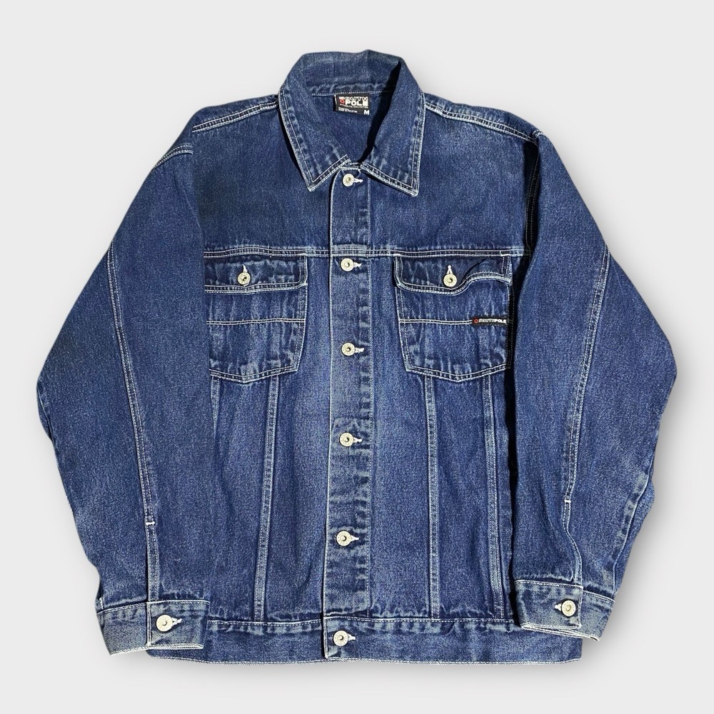 Vintage Southpole Jacket Mens XL Blue Denim Coat Trucker Streetwear Grunge Y2K
