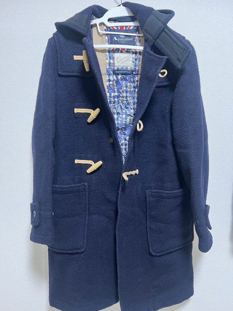 Aquascutum Duffle Coat Authentic Used Asian fit S US size XS Wool Navy Men's